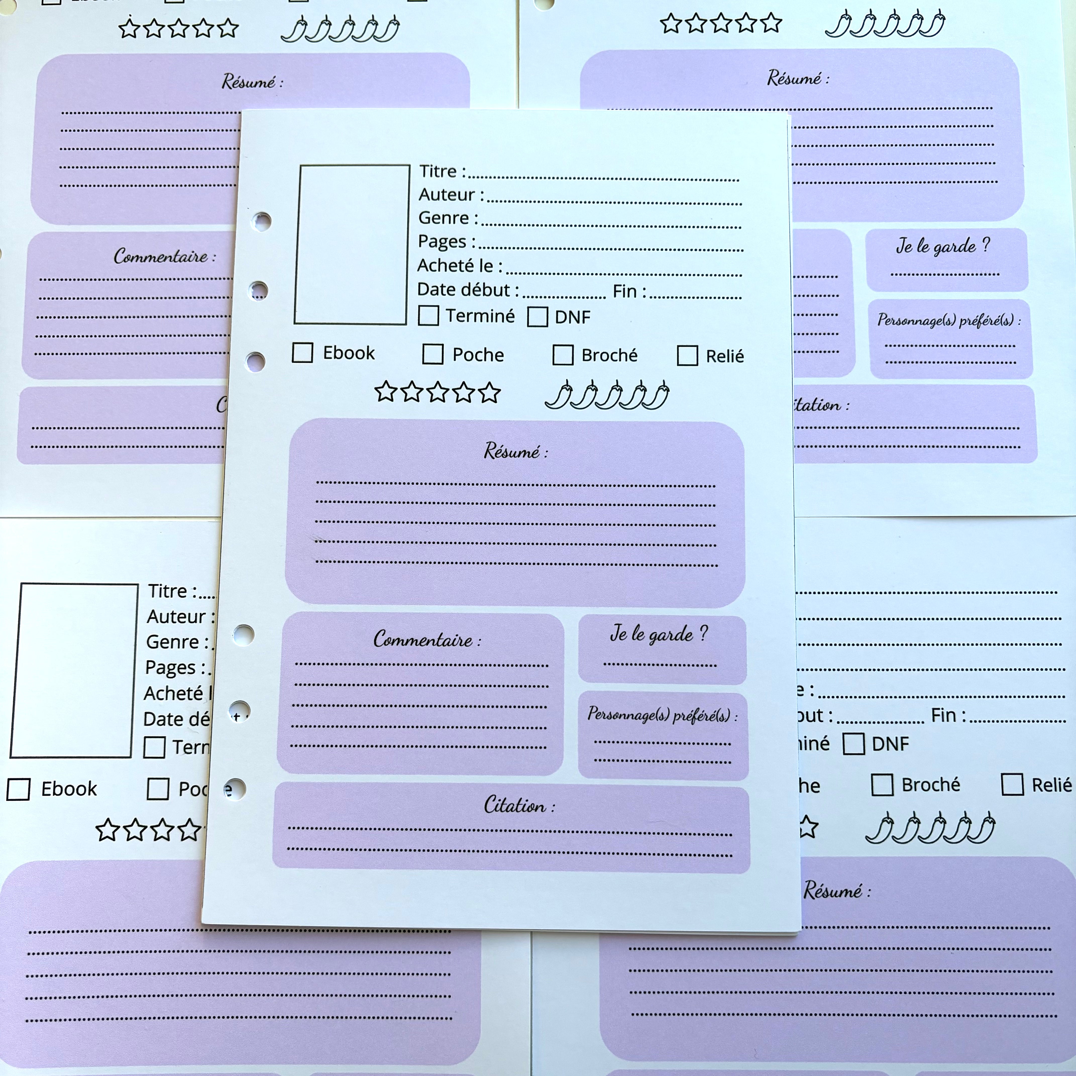 Fiche de lecture - Divers Coloris