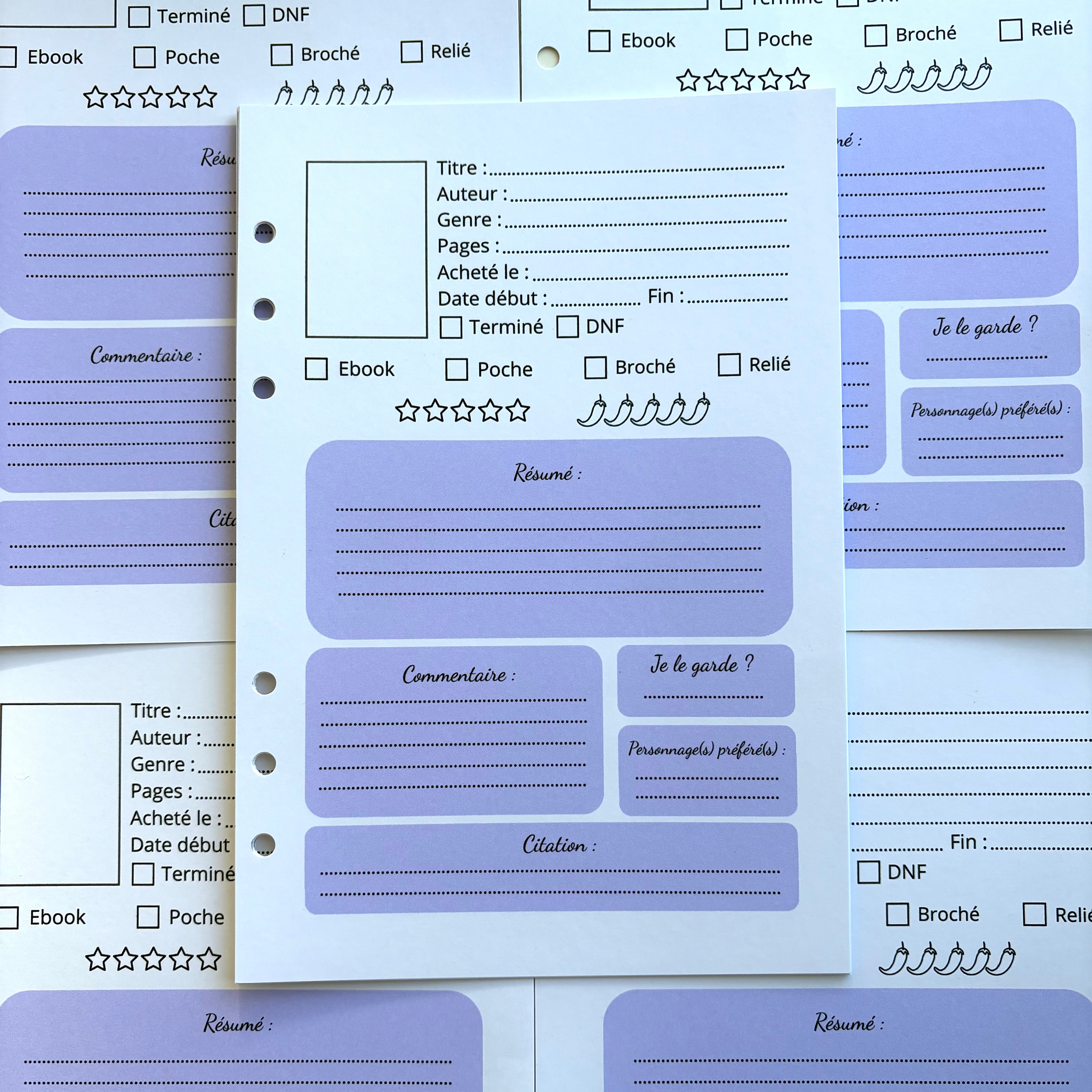 Fiche de lecture - Divers Coloris